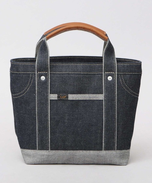 畳縁製 デニム風ストライプトートバッグ Lee（リー） トートバッグ 日本製 倉敷デニム×姫路レザー ハンドトート