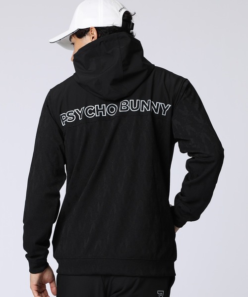 サイコバニー　ストレッチ　パーカー　黒 Psycho Bunny（サイコバニー） パーカー サイケデリック総柄