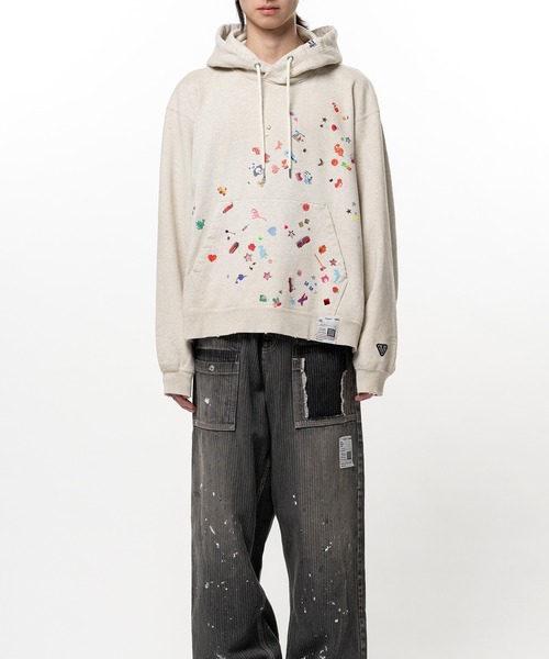 トレーナー スウェット Kids Sticker Printed Hoodie メンズの画像