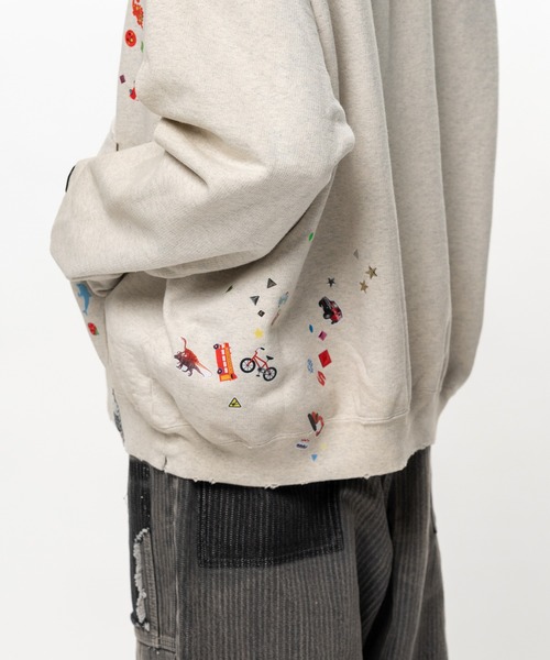 トレーナー スウェット Kids Sticker Printed Hoodie メンズの画像