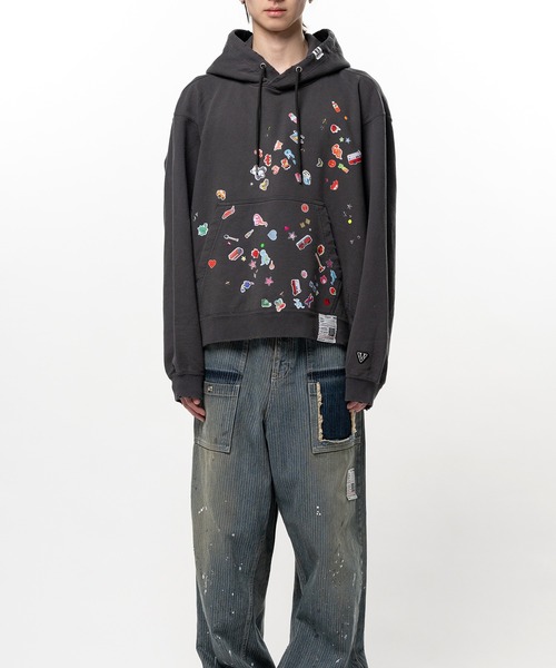 トレーナー スウェット Kids Sticker Printed Hoodie メンズの画像
