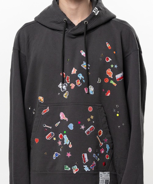 トレーナー スウェット Kids Sticker Printed Hoodie メンズの画像