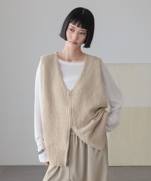 LOWRYS FARM（ローリーズファーム） ベスト ジレ ラメスラブZIP