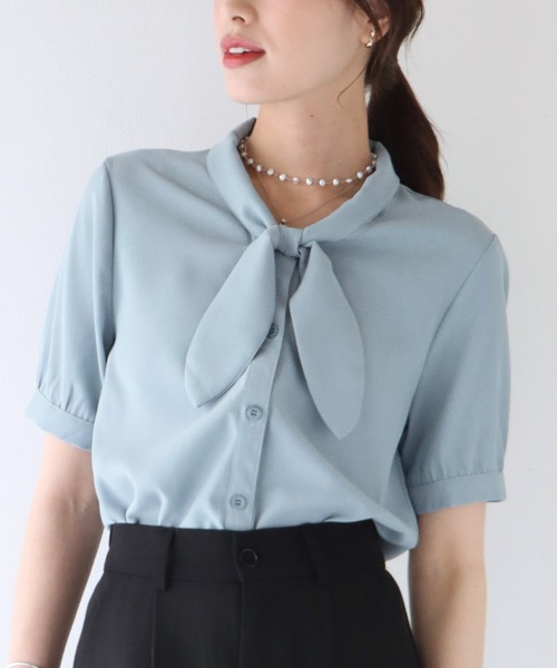 「BLUEEAST」 半袖ブラウス LARGE ブルー レディース_画像9