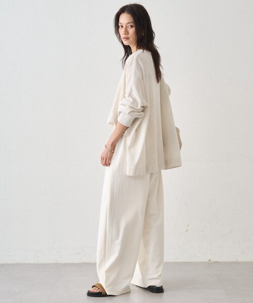 新品同様 ラウンジドレス 2024 洗える 和紙天竺サマーニット 金プレート F Loungedress（ラウンジドレス） ニット セーター 和紙天竺ニット