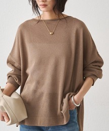 【Lounge】ラウンジドレス　長袖　ニット　セーター　ブラウン　無地　ウール Loungedress（ラウンジドレス） ニット セーター 和紙天竺ニット
