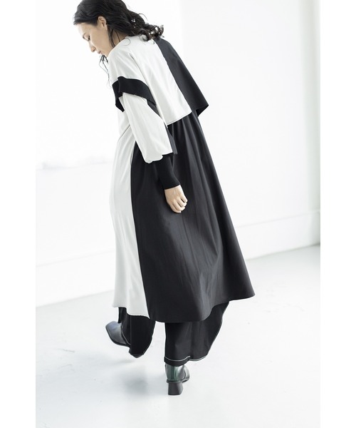 「OSMOSIS」 長袖ワンピース ONE SIZE ブラック レディース_画像4