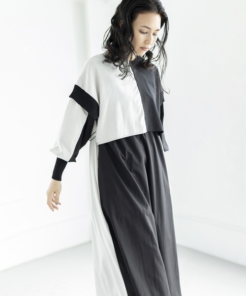 「OSMOSIS」 長袖ワンピース ONE SIZE ブラック レディース_画像5