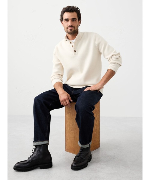 「BANANA REPUBLIC FACTORY STORE」 長袖ニット S アイボリー メンズ_画像3