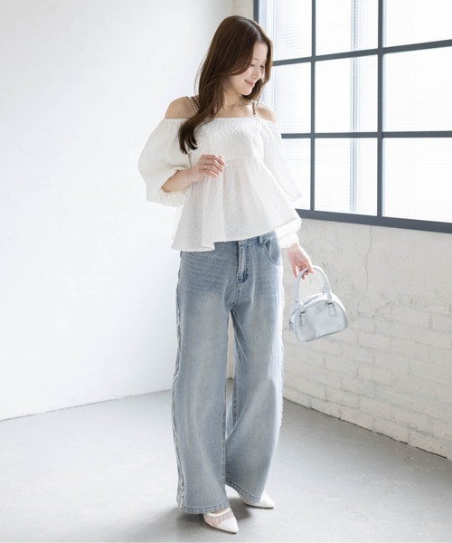 clear ワイドパンツ ジーンズ デニム デニムパンツ 「低身長対応 