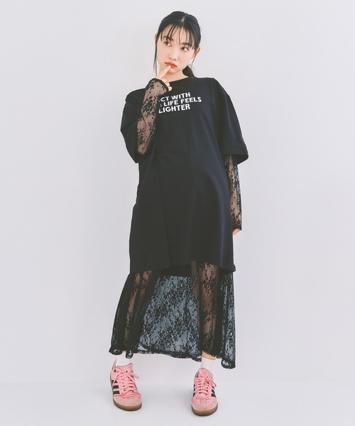 COLORME ワンピース 「セット」Tシャツ＆シアーレースワンピース