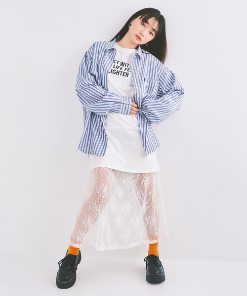 COLORME ワンピース 「セット」Tシャツ＆シアーレースワンピース