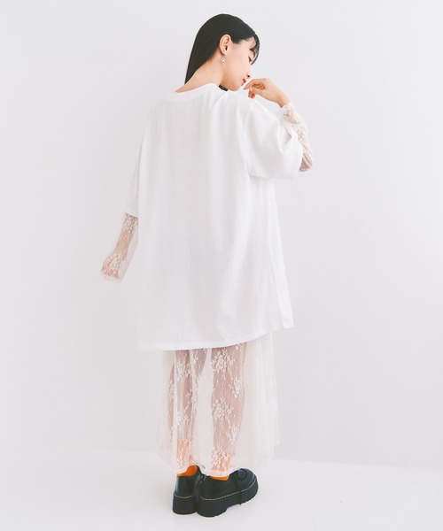 COLORME ワンピース 「セット」Tシャツ＆シアーレースワンピース