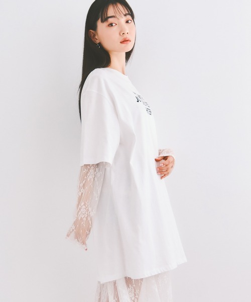 COLORME ワンピース 「セット」Tシャツ＆シアーレースワンピース