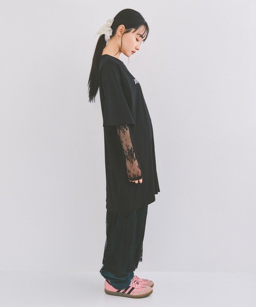 COLORME ワンピース 「セット」Tシャツ＆シアーレースワンピース