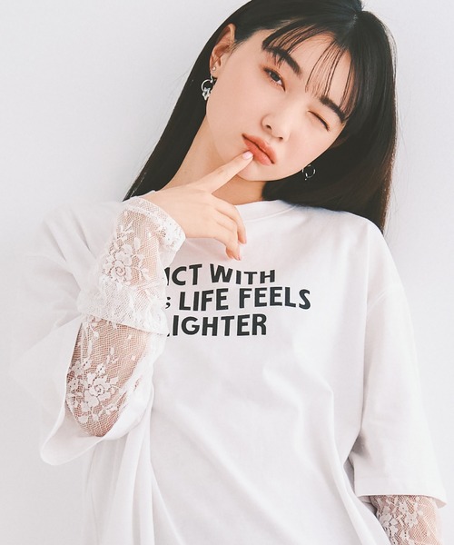 COLORME ワンピース 「セット」Tシャツ＆シアーレースワンピース