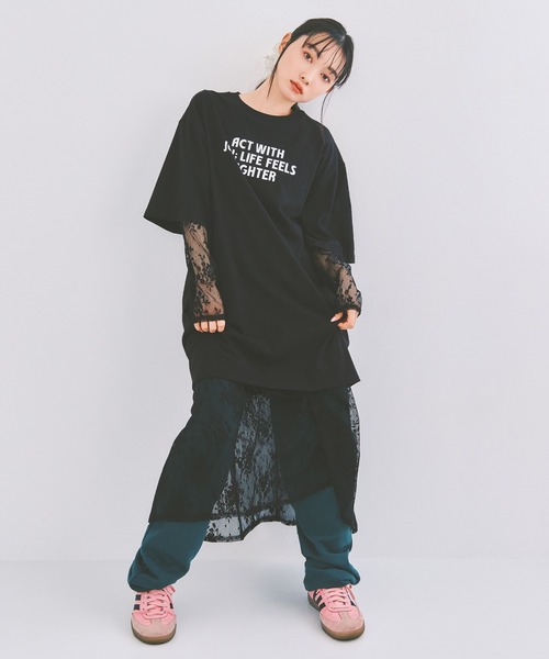 ワンピース　Tシャツ　セット COLORME ワンピース 「セット」Tシャツ＆シアーレースワンピース