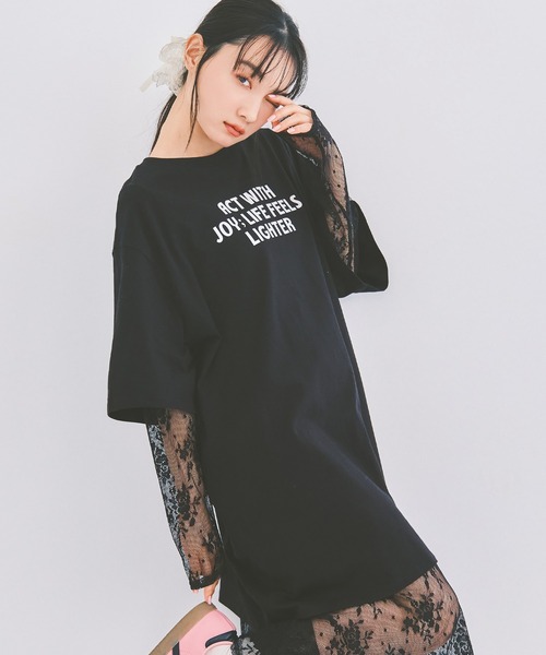 COLORME ワンピース 「セット」Tシャツ＆シアーレースワンピース