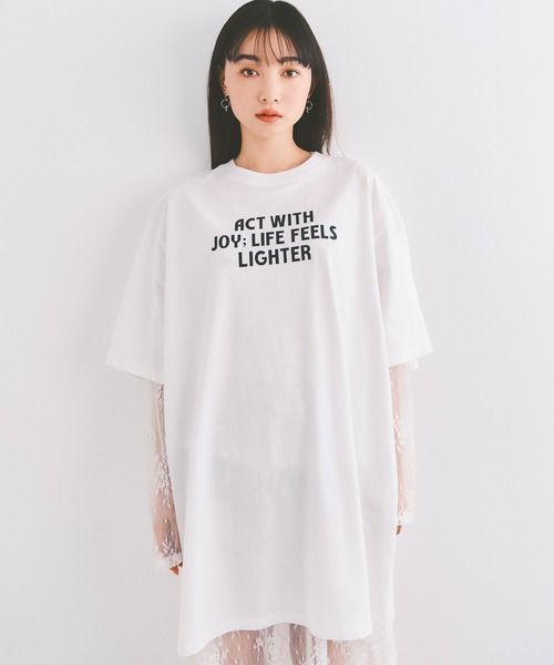 COLORME ワンピース 「セット」Tシャツ＆シアーレースワンピース