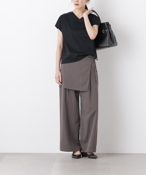 パンツ スカーフセットタックワイドパンツ レディース_2
