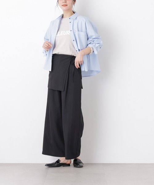 パンツ スカーフセットタックワイドパンツ レディース_1