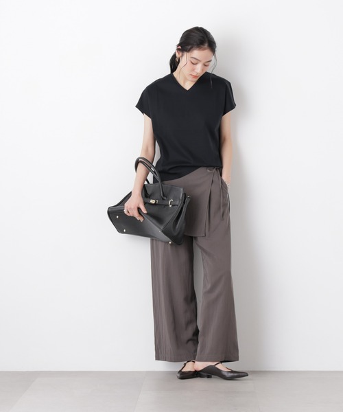 パンツ スカーフセットタックワイドパンツ レディース_11