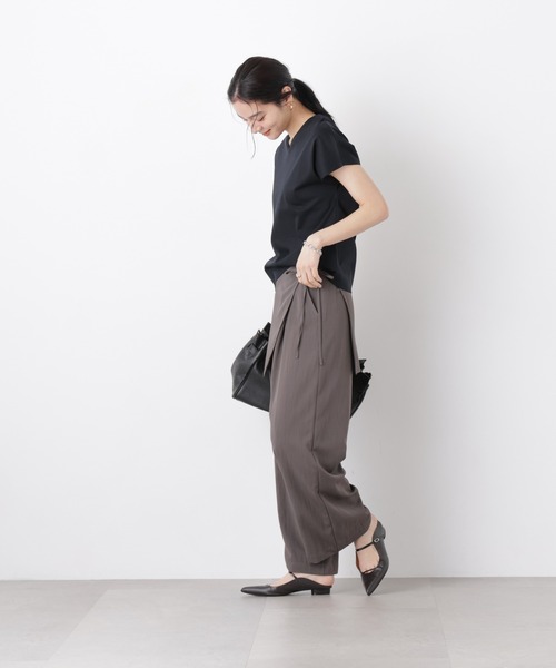 パンツ スカーフセットタックワイドパンツ レディース_12