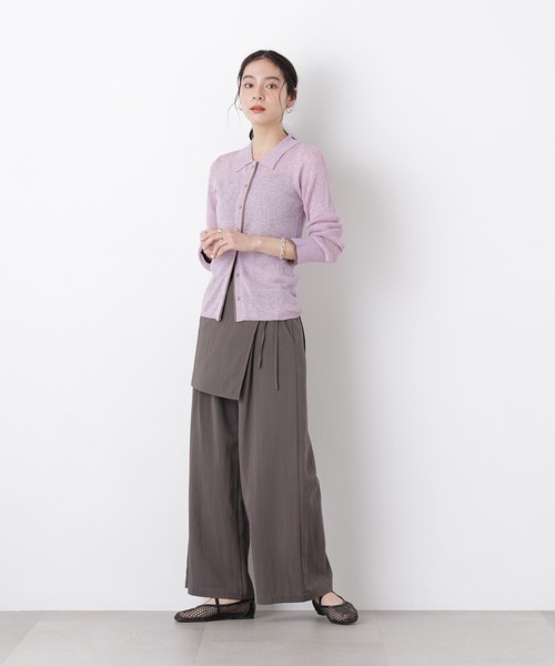 パンツ スカーフセットタックワイドパンツ レディース_15