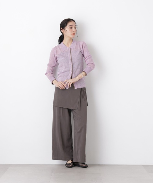 パンツ スカーフセットタックワイドパンツ レディース_17