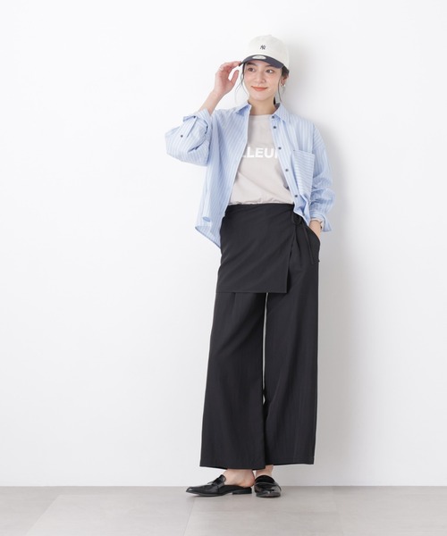 パンツ スカーフセットタックワイドパンツ レディース_5