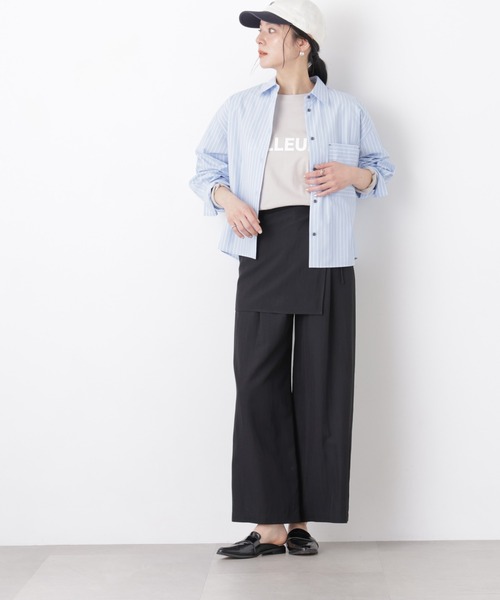パンツ スカーフセットタックワイドパンツ レディース_6