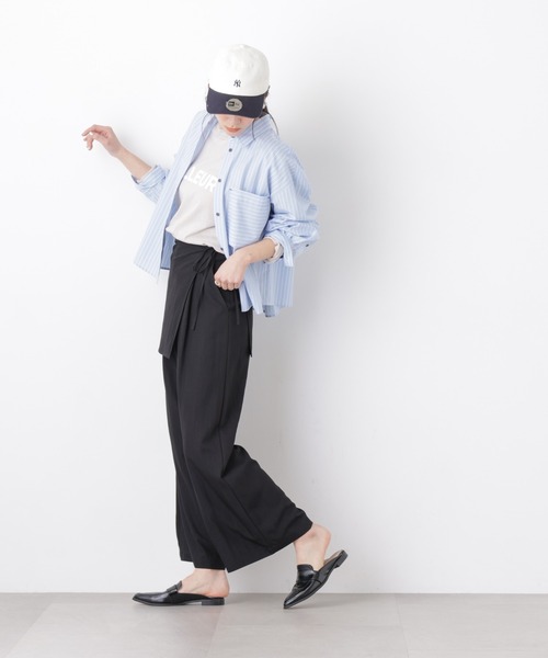 パンツ スカーフセットタックワイドパンツ レディース_7