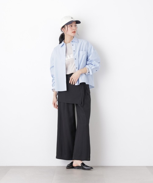 パンツ スカーフセットタックワイドパンツ レディース_10