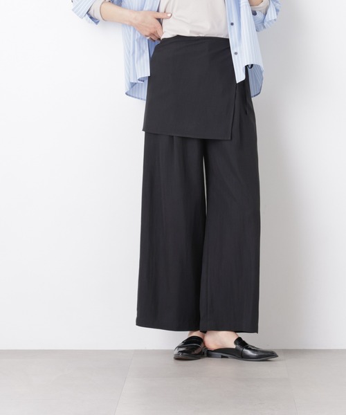パンツ スカーフセットタックワイドパンツ レディース_4