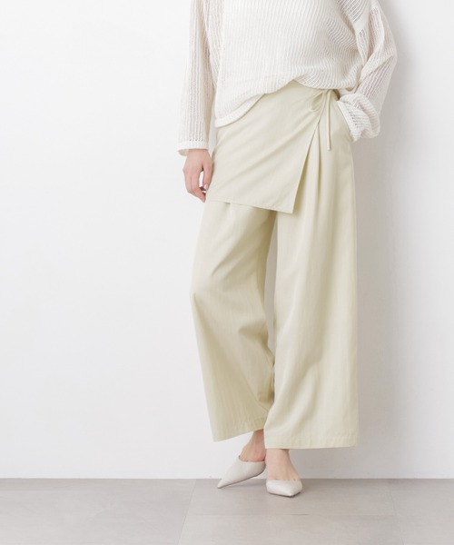 パンツ スカーフセットタックワイドパンツ レディース_18
