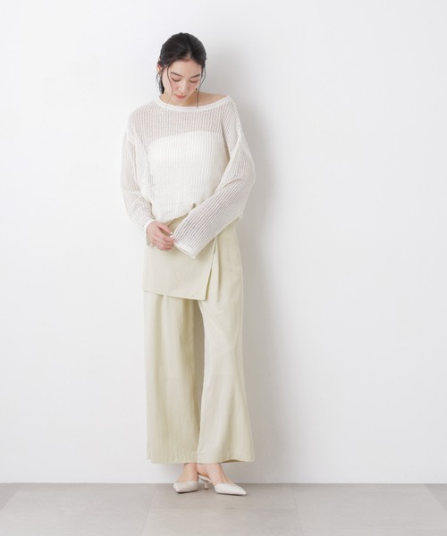 パンツ スカーフセットタックワイドパンツ レディース_19