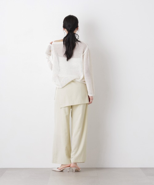 パンツ スカーフセットタックワイドパンツ レディース_20