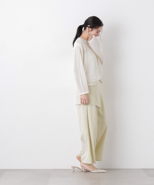 パンツ スカーフセットタックワイドパンツ レディース_21