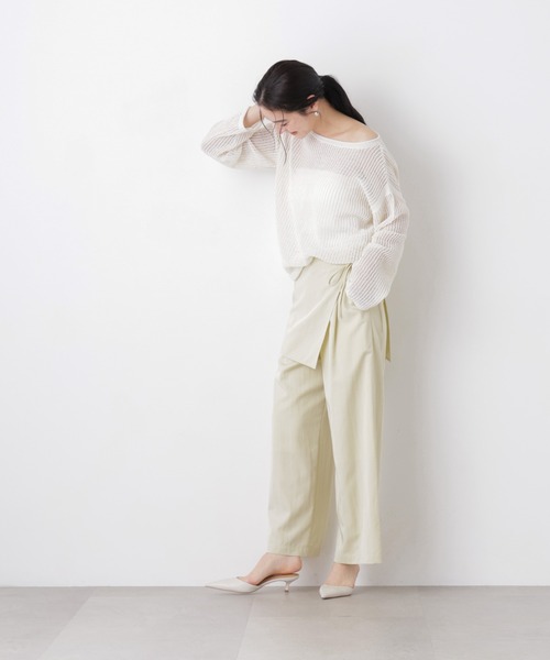 パンツ スカーフセットタックワイドパンツ レディース_23