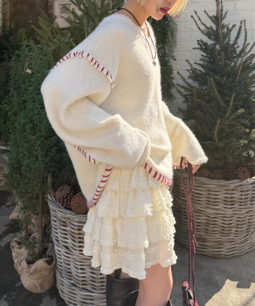 「w closet」 長袖ニット FREE ピンク レディース_画像6