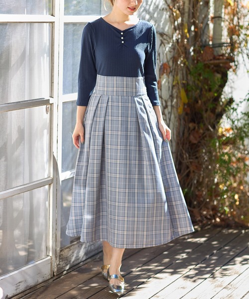 「tocco closet」 ドッキングワンピース M ネイビー レディース_画像6