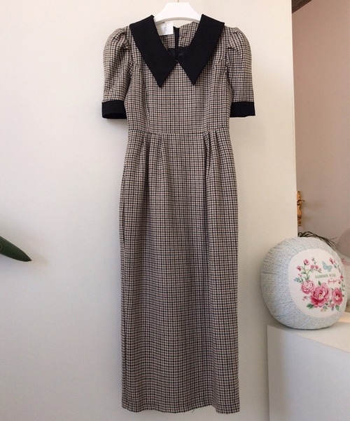 「DAY CLOSET」 半袖ワンピース L ブラウン レディース_画像7