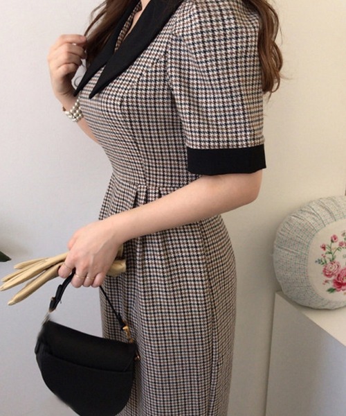 「DAY CLOSET」 半袖ワンピース L ブラウン レディース_画像8