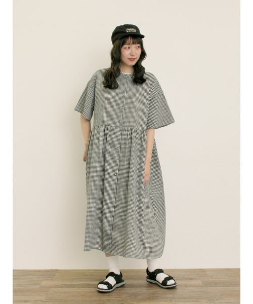 ワンピース ちび襟シャツワンピースの画像