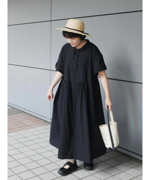 ワンピース ちび襟シャツワンピースの画像