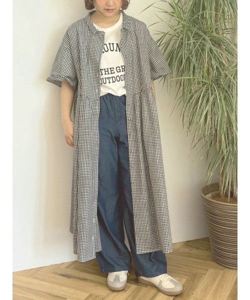 ワンピース ちび襟シャツワンピースの画像