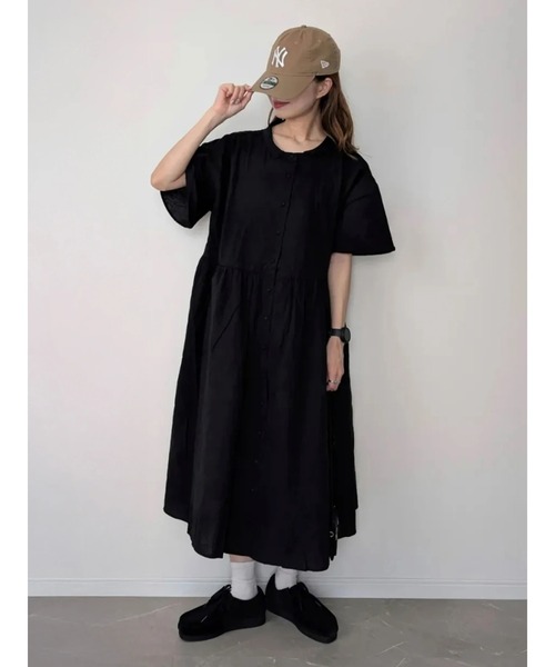ワンピース ちび襟シャツワンピースの画像