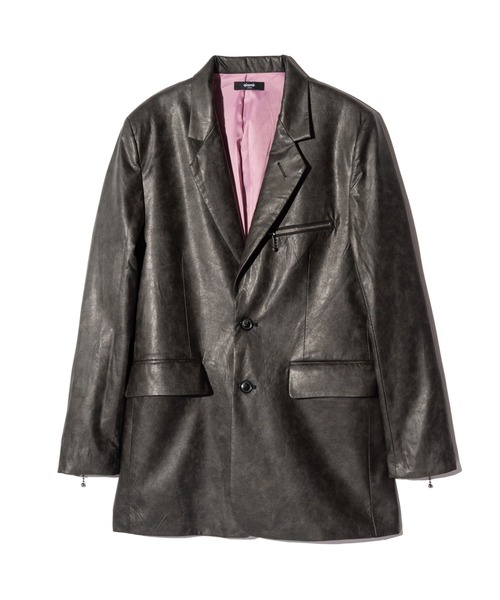 ジャケット・アウター glamb glamb(グラム)】Synth Leather Hooded Track Jacket シンセレザー