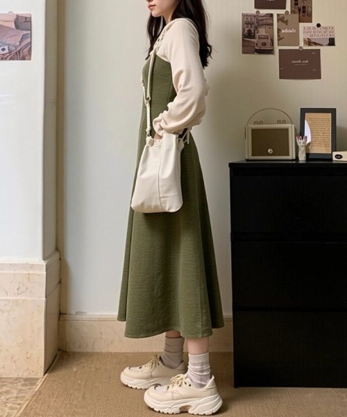 「cammie」 長袖ワンピース M ワイン レディース_画像2