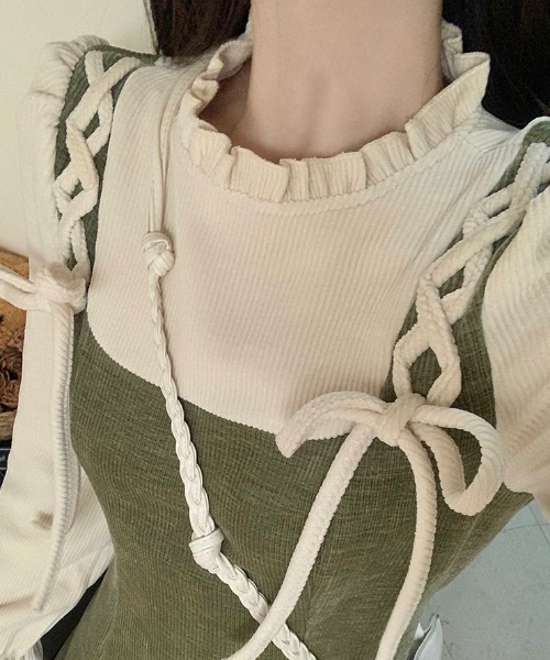 「cammie」 長袖ワンピース M ワイン レディース_画像9